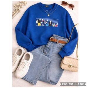 NEW POPEYE & FRIENDS GRAPHIC BLUE SWEATSHIRT